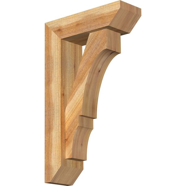 Ekena Millwork Balboa Slat Rough Sawn Bracket w/ Offset Brace, Western Red Cedar, 6"W x 18"D x 30"H BKT0604X18X30BOA06RWR - main